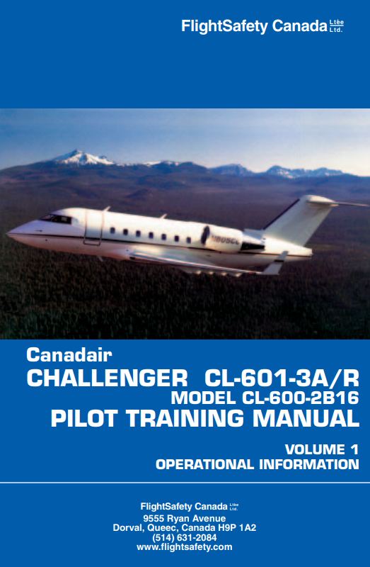 FlightSafety Challenger CL-601-3A Pilot Training Manual (Digital PDF)