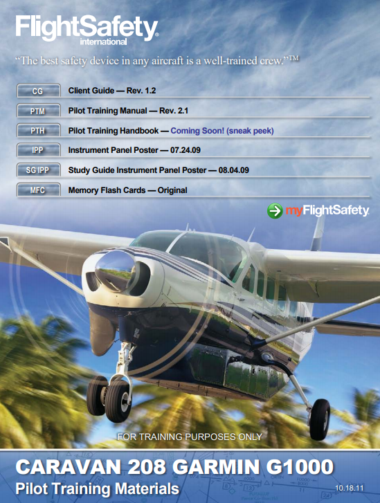 FlightSafety Cessna Caravan 208 G1000 Pilot Training Materials (Digital PDF)