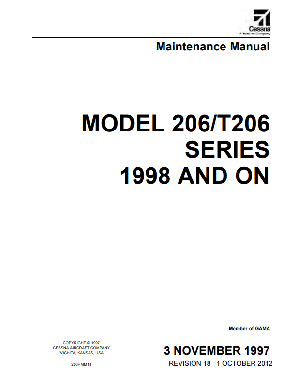 Cessna 206 Maintenance Manual (Digital PDF)