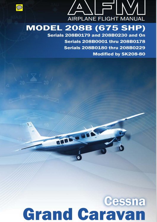 Cessna Grand Caravan 208B Airplane Flight Manual (AFM) (Digital PDF)