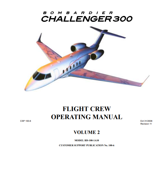 Bombardier Challenger 300 Flight Crew Operating Manual (Digital PDF)