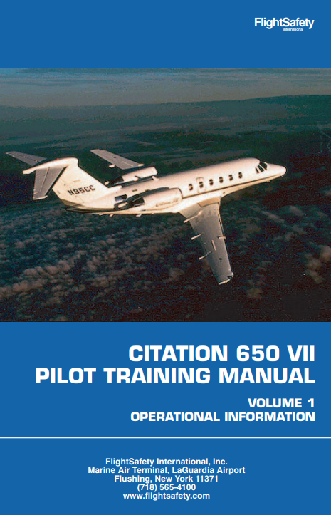 FlightSafety Cessna Citation VII Pilot Training Manual Volume 1 (PTM V1) – MCD (Digital PDF)