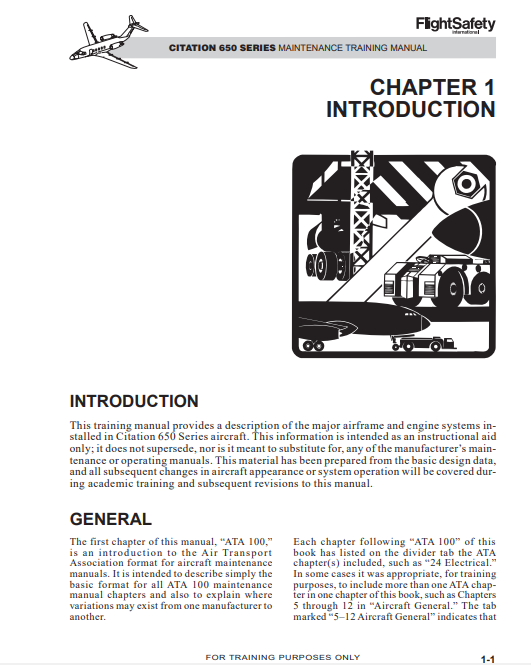 FlightSafety Cessna Citation 650 Series Maintenance Training Manual Volume 1 (Digital PDF) - Image 3