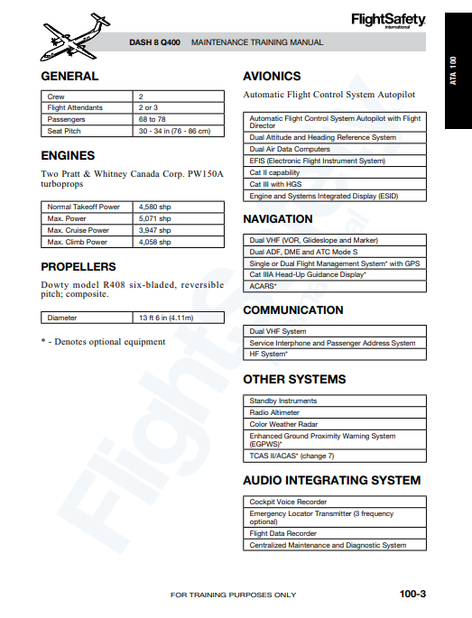FlightSafety De Havilland Dash 8 Q400 Maintenance Training Manual Volume 1 (Digital PDF) - Image 4