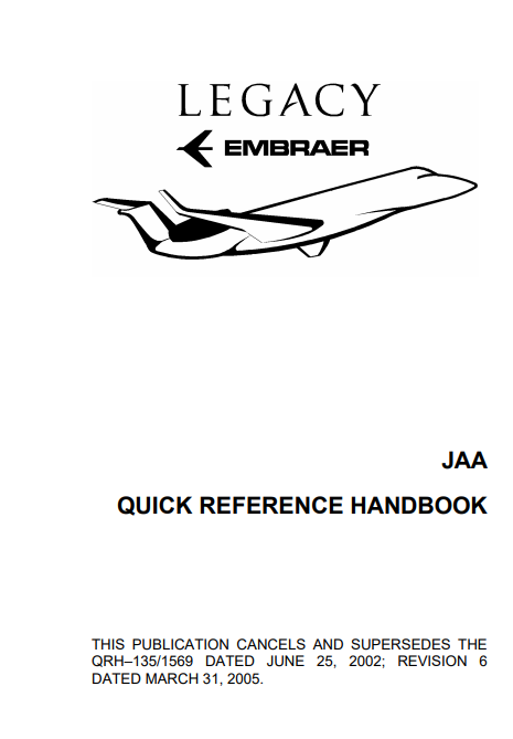 Embraer Legacy Quick Reference Handbook QRH-135-1569 (Digital PDF)
