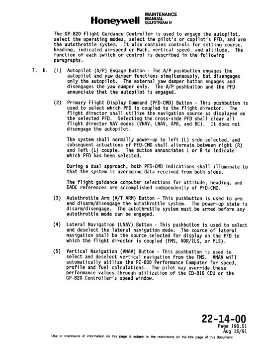 Honeywell SPZ-8000 Digital Automatic Flight Control System – Gulfstream IV System Maintenance Manual, Volume I (Digital PDF) - Image 11