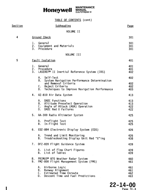 Honeywell SPZ-8000 Digital Automatic Flight Control System – Gulfstream IV System Maintenance Manual, Volume I (Digital PDF) - Image 5