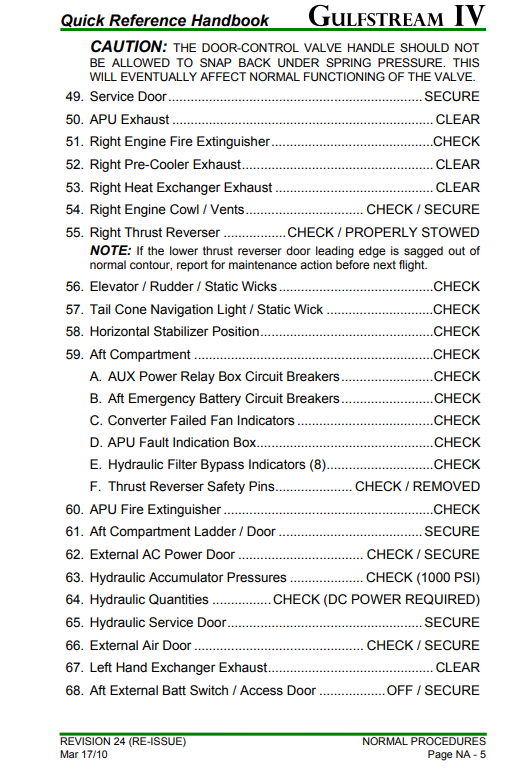 Gulfstream IV Quick Reference Handbook (QRH) – Revision 26 (Digital PDF) - Image 6